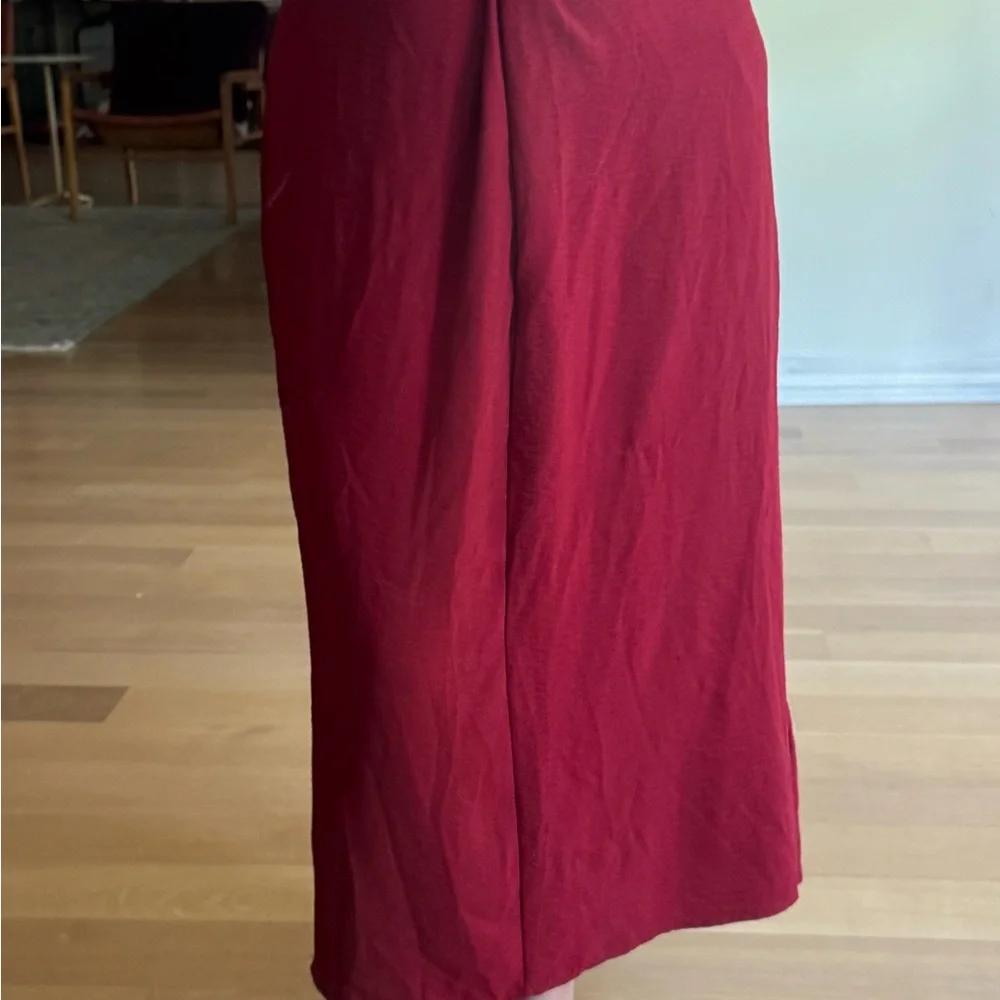Mango Size 6 Elegant Figure Flattering Midi Burgundy Wine Maroon Tank Dress